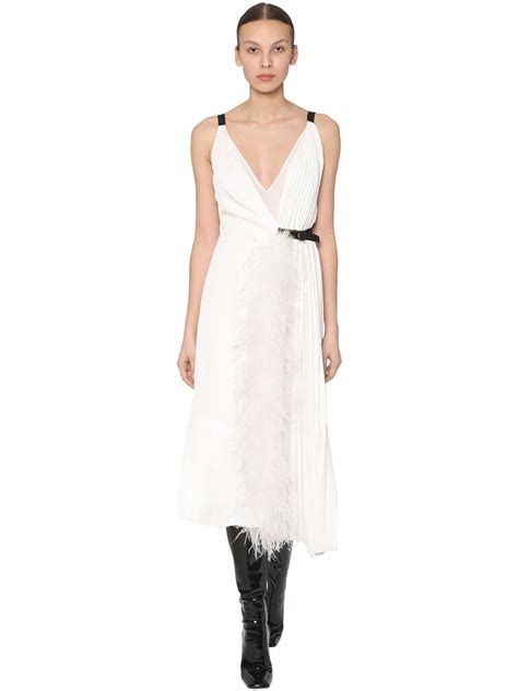 prada white dress|prada pleated dress.